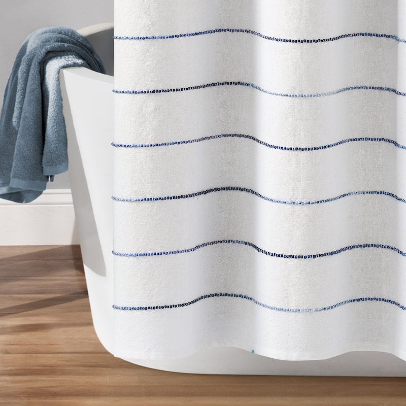 Lush Decor Ombre Stripe Yarn Dyed Cotton Shower Curtain