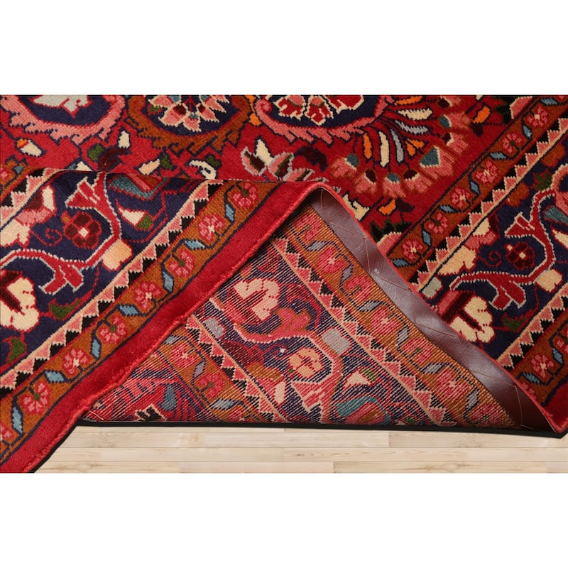 7'2''x11'1'' Hand Knotted Wool Red Hamedan Traditional Rug - 7' 2'' x 11' 1''