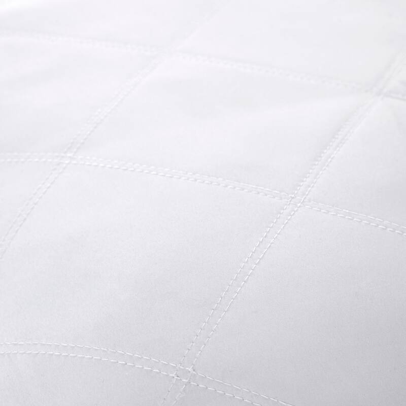 Goose Feather Down Pillows Diamond Quilted Fabric with Gusset - White