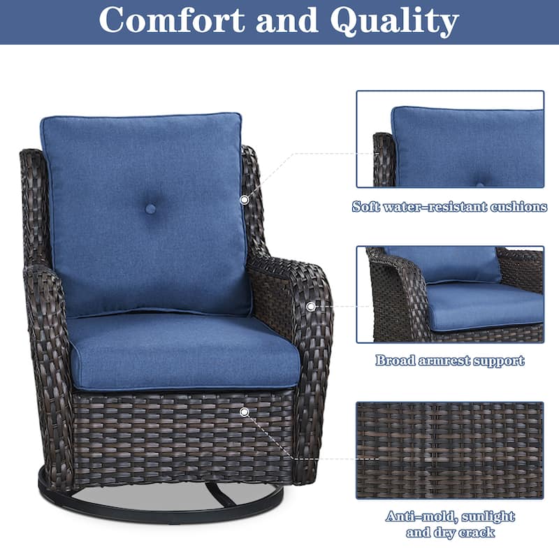 Gymojoy Sofa Swivel Chairs with 50,000 BTU Propane Fire Pit Table