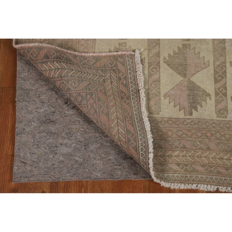 Geometric Balouch Oriental Vintage Runner Rug Handmade Wool Carpet - 3'4"x 6'10"
