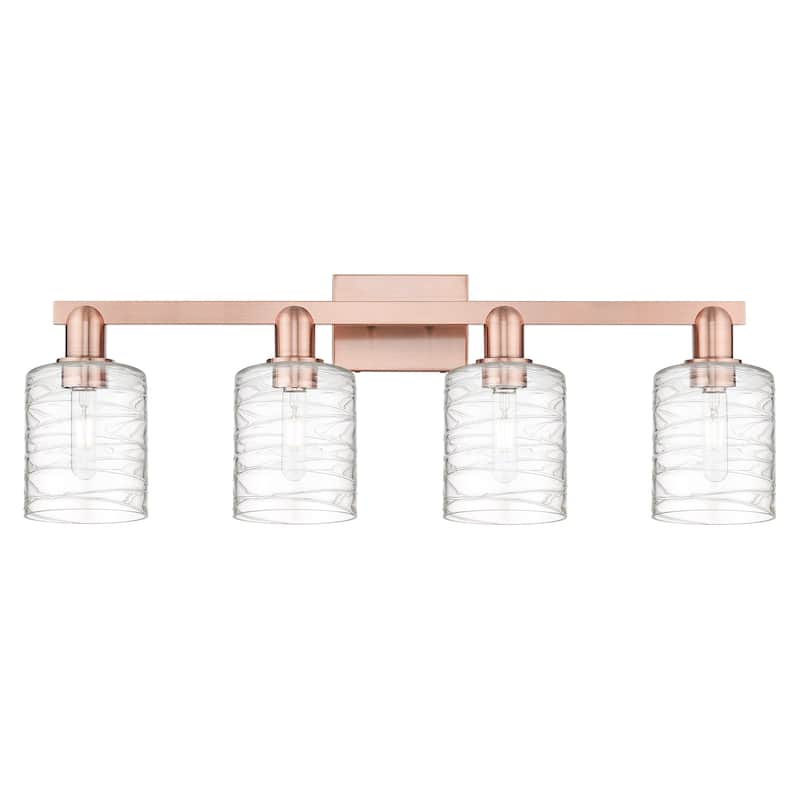 Innovations Lighting 716-4W-11-32 Cobbleskill Vanity Cobbleskill 4 - Antique Copper / Deco Swirl