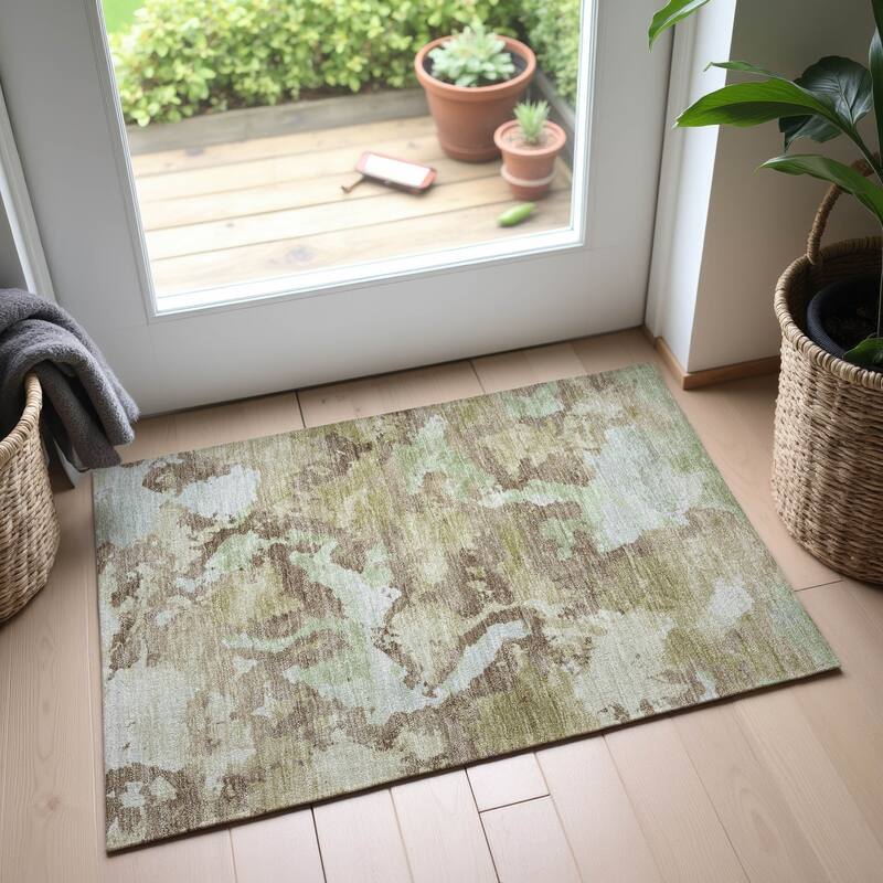 Premium Washable Super Soft Abstract Chic Mayfield Rug - Taupe - 1'8" x 2'6"