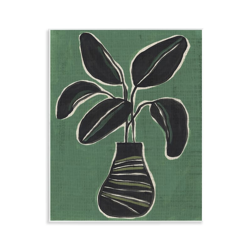 Stupell House Plant on Green Wall Plaque Art Design By June Erica Vess - 11 x 14