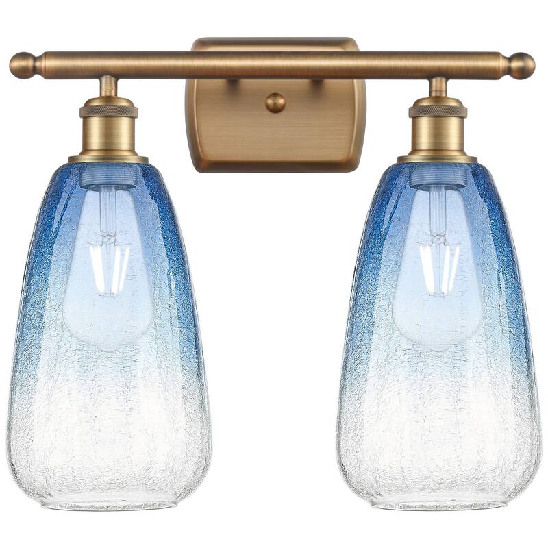 Innovations Lighting 516-2W-14-16 Brookhaven Almond Vanity Brookhaven - Brushed Brass / Sapphire Blue