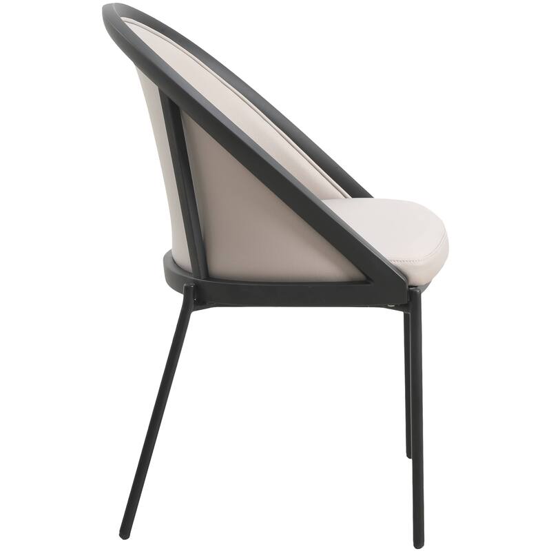 Vinyl Dining Chair with Curved Back and Stainless Steel Legs Set of 4