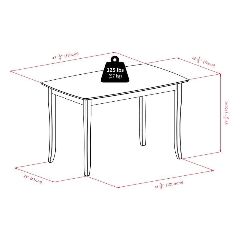 3 Piece Solid Wood Dining Table Set with Keyhole Back Chairs Walnut - 17.36 x 21.14 x 36.65 inches