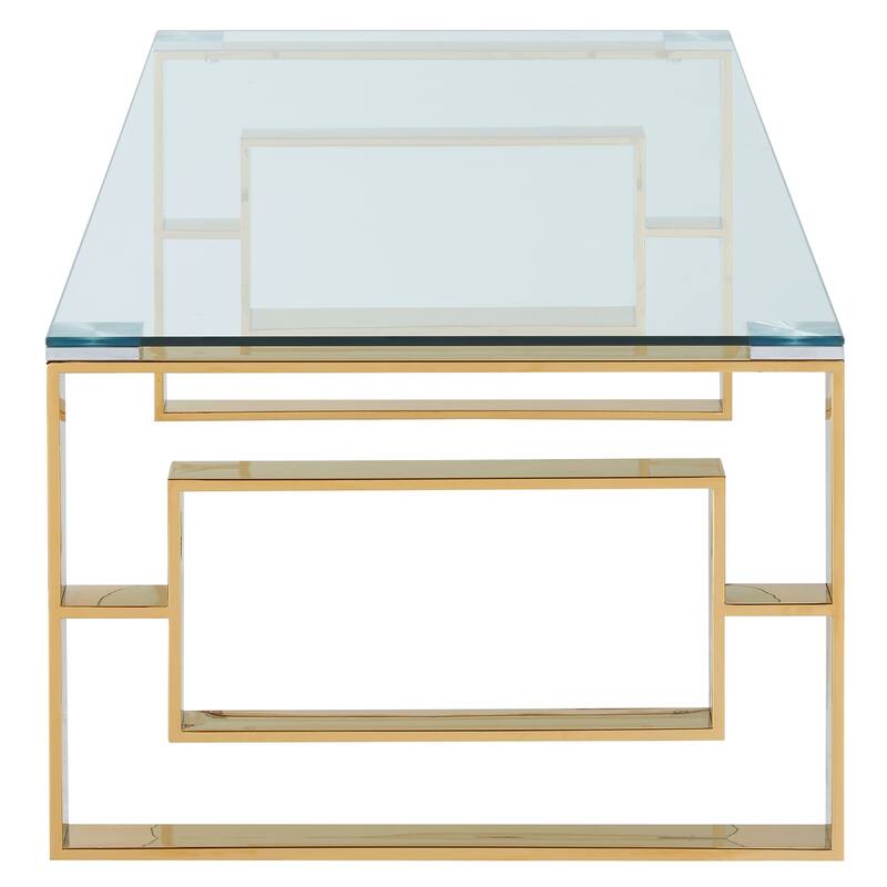 Glass Top Coffee Table - 47.25" - Gold and Clear