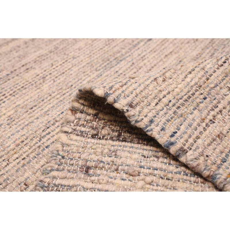 ECARPETGALLERY Braid weave Sienna Light Grey Wool Kilim - 8'3 x 10'4