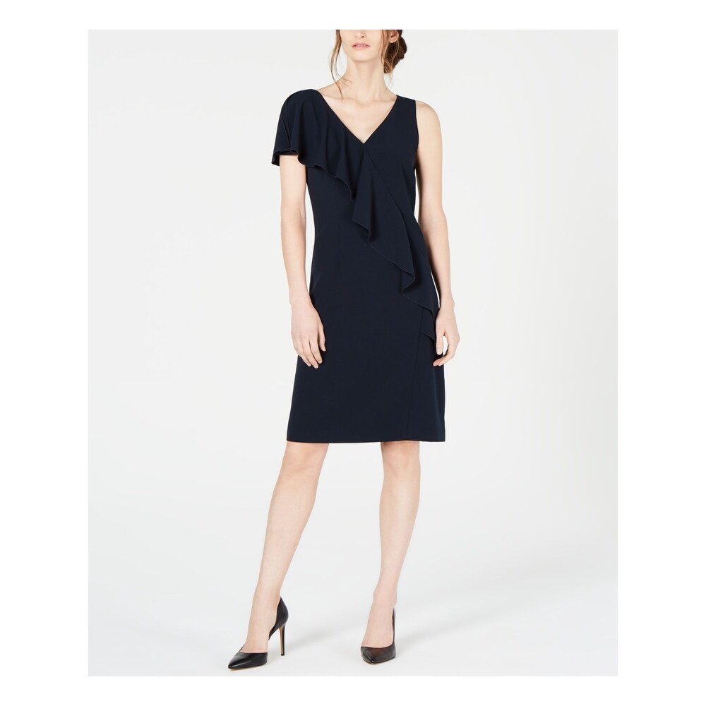 navy blue tahari sheath dress