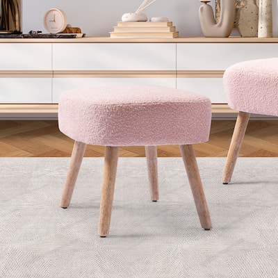Boucle Polyester Upholstered Ottoman - Stain Resistant