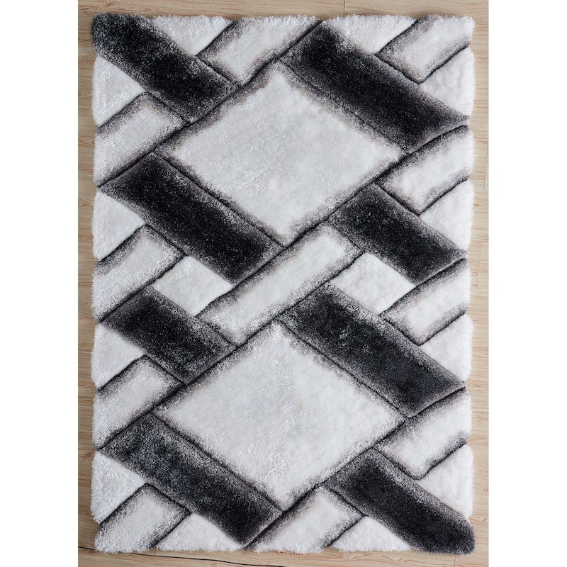 Mateos Shag Collection Area Rug - 8' X 10' - Black/White