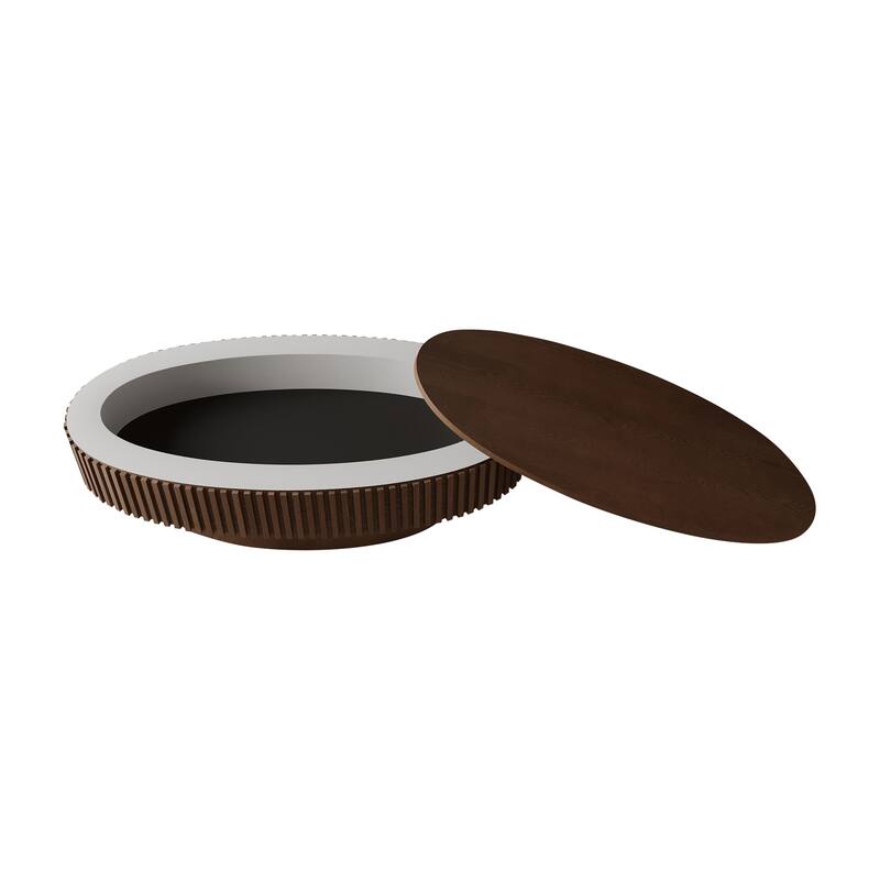 Oval Coffee Table with Storage, Solid Wood Veneered Coffee Table, Modern 47'' Accent Tea Table for Living Room