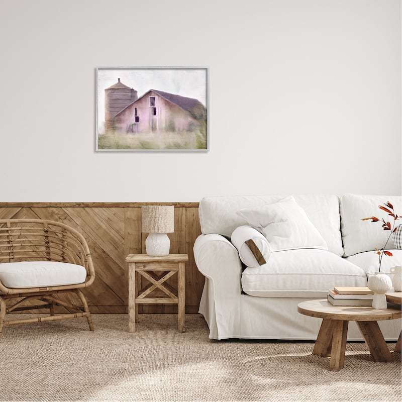 Stupell Tranquil Rural Farmhouse Countryside Grassland Framed Wall Art - Pink