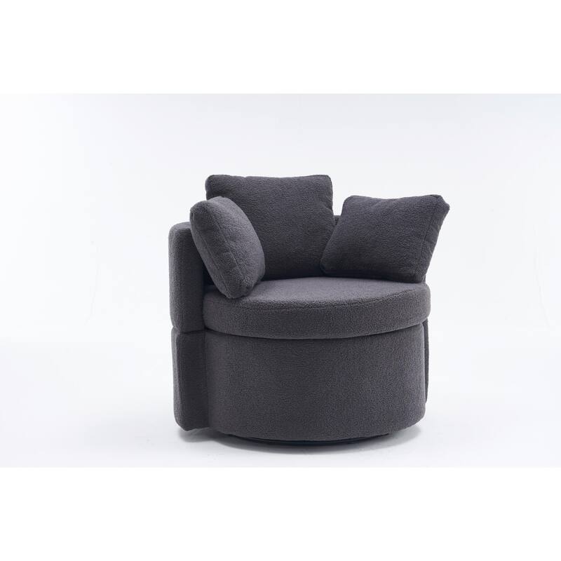 360° Swivel Chair with Storage and Throw Pillows