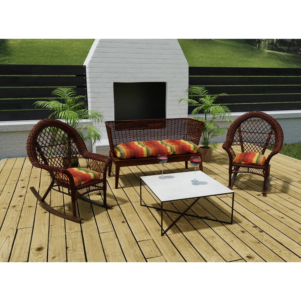 Outdoor Wicker Cushion Set for Bench and 2 Seats - 18'' L x 44'' W x 4'' H