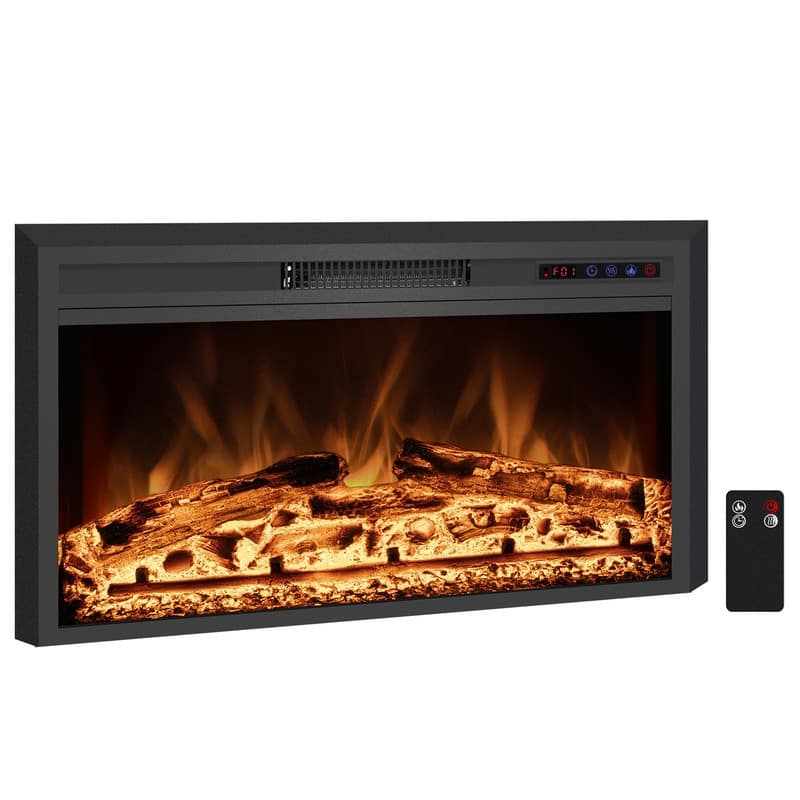 25" Electric Fireplace Insert with Multi-Color Flame, 750/1500W, Black - 36"L21"H