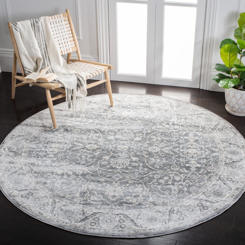 SAFAVIEH Isabella Pietra Traditional Oriental Rug - 6'7" Round - Grey/Dark Grey - Round
