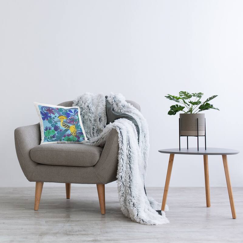 Stupell Whimsical Yellow Bird & Flowers Decorative Printed Throw Pillow Design by Kay Widdowson