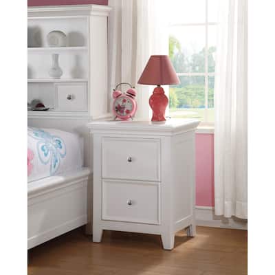 Contemporary Nightstand - Modern Bedside Table with Storage - White Finish - Youth Bedroom Decor - 22" x 16" x 27"