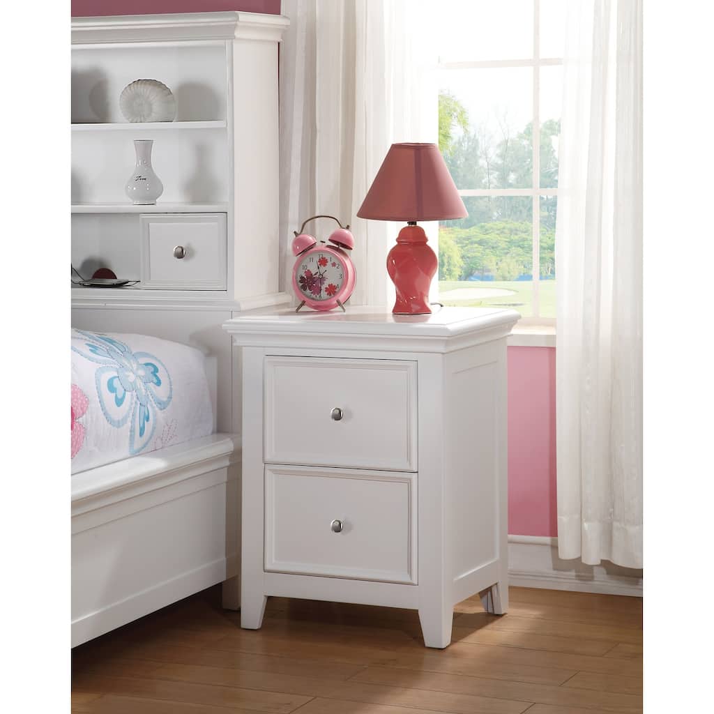 Contemporary Nightstand - Modern Bedside Table with Storage - White Finish - Youth Bedroom Decor - 22" x 16" x 27"