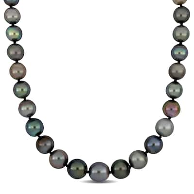 Miadora Multi-Shade Tahitian Cultured Pearl Strand Necklace w 14k White Gold Ball Clasp - 18 in