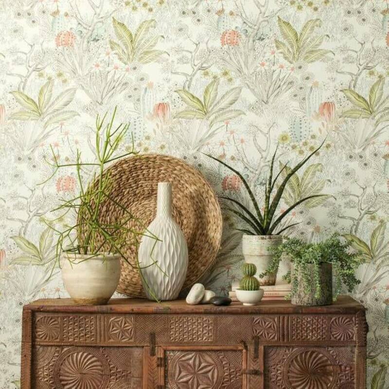 Flowering Desert Wallpaper, 27 in. x 27 ft Covers 60.75 sq.ft, - 27 in x 27 ft = 60.75 sq ft