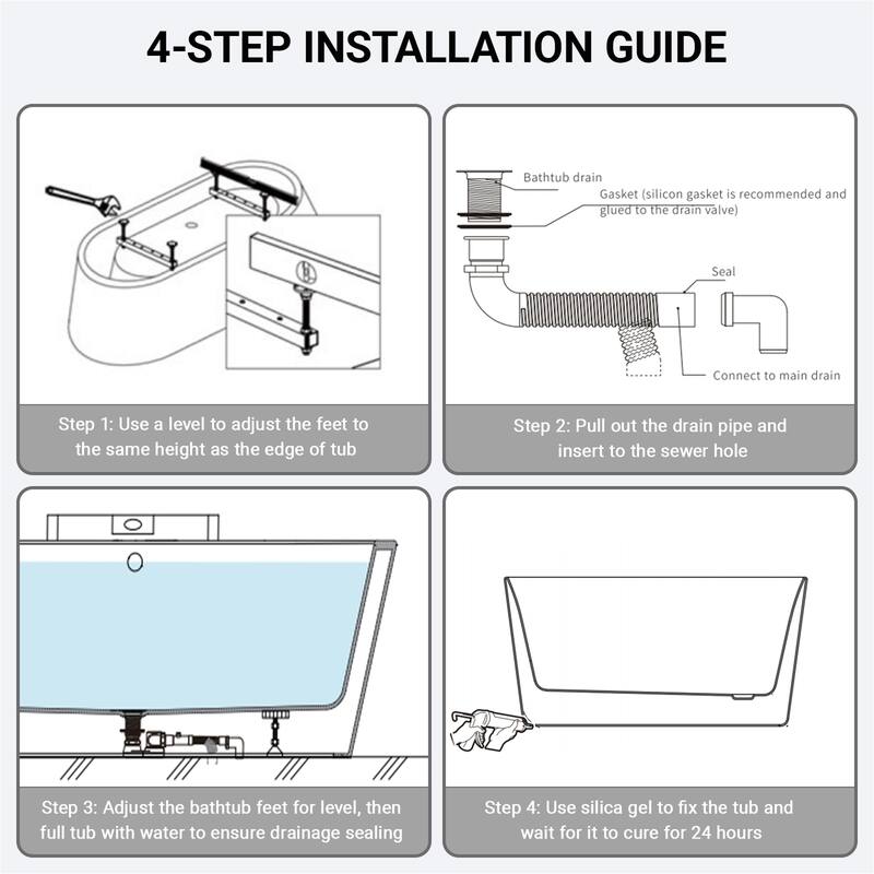 49" Glossy White Square Acrylic Soaking Tub