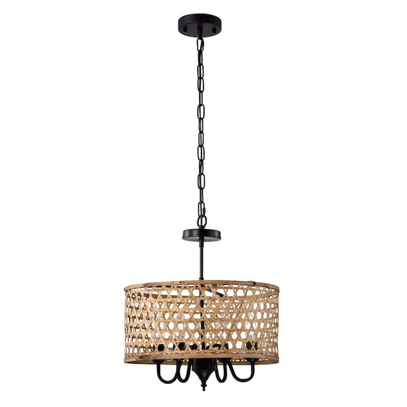 Dora 16 Inch Natural Rattan Pendant 4-Light