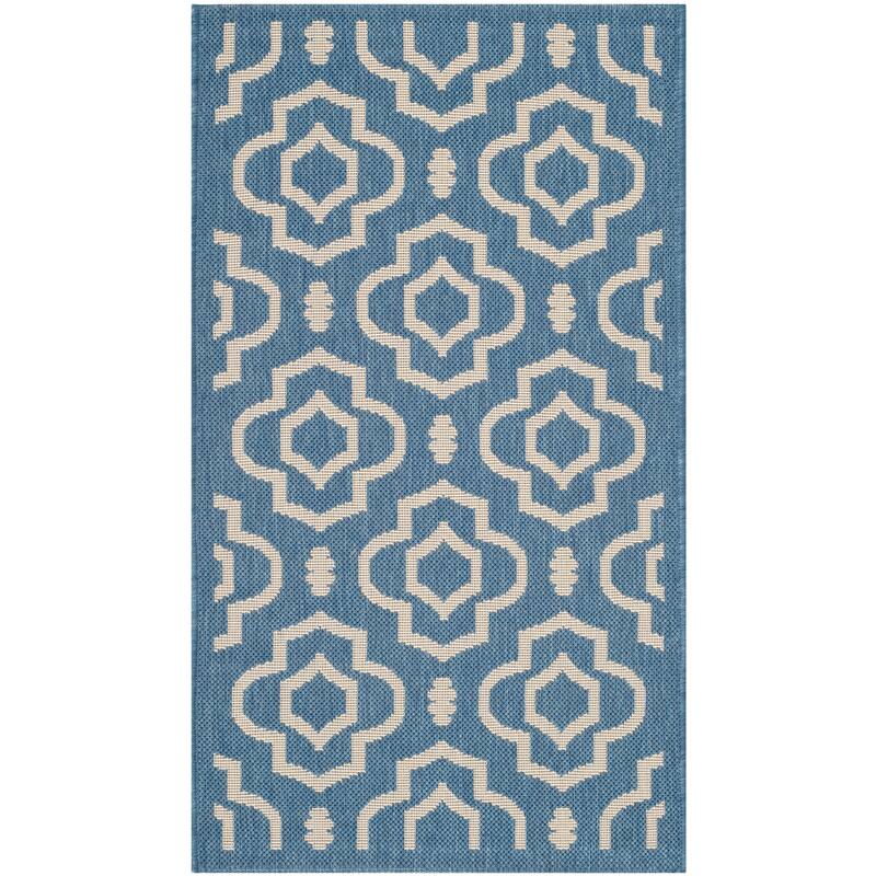 SAFAVIEH Courtyard Ketty Indoor/ Outdoor Waterproof Patio Backyard Rug - 2' x 3'7" - Blue/Beige