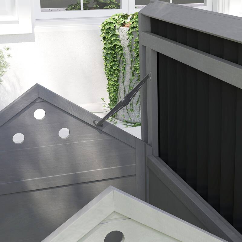PawHut Duck Coop, Wooden Duck House, Outdoor Small Animal House with Openable Roof, Double Doors, Removable Base