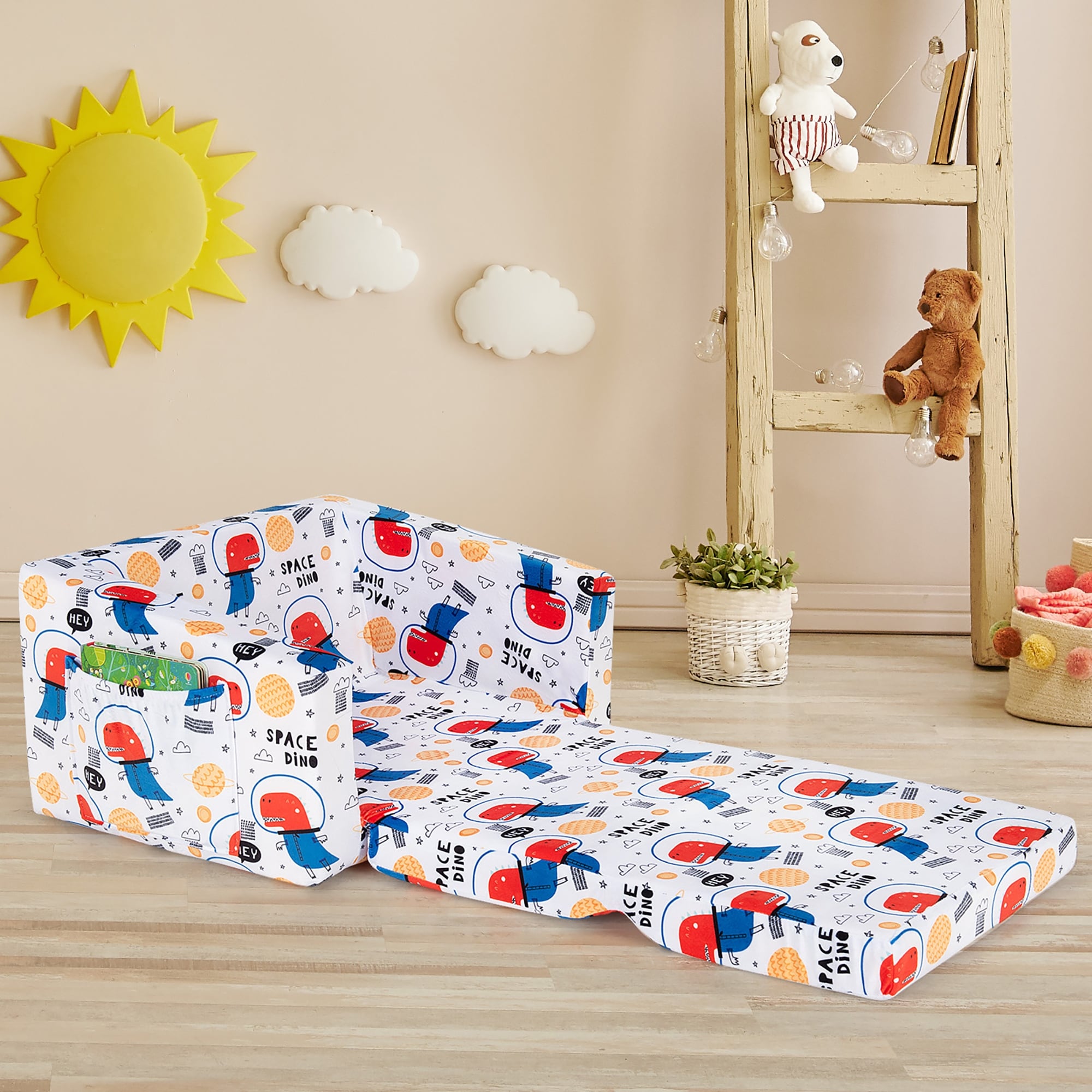 Costway 2 in 1 Convertible Kids Sofa to Lounger Flip Out Chair