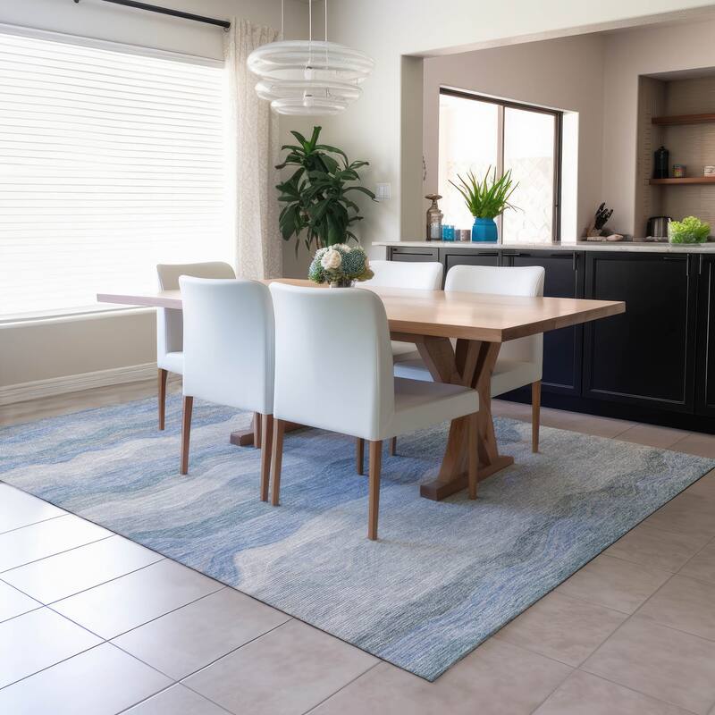 Machine Washable Indoor/ Outdoor Ombre Stripes Chantille Rug