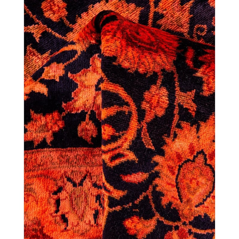 Overton Hand Knotted Wool Vintage Inspired Modern Contemporary Overdyed Orange Area Rug - 2' 7" x 4' 3"