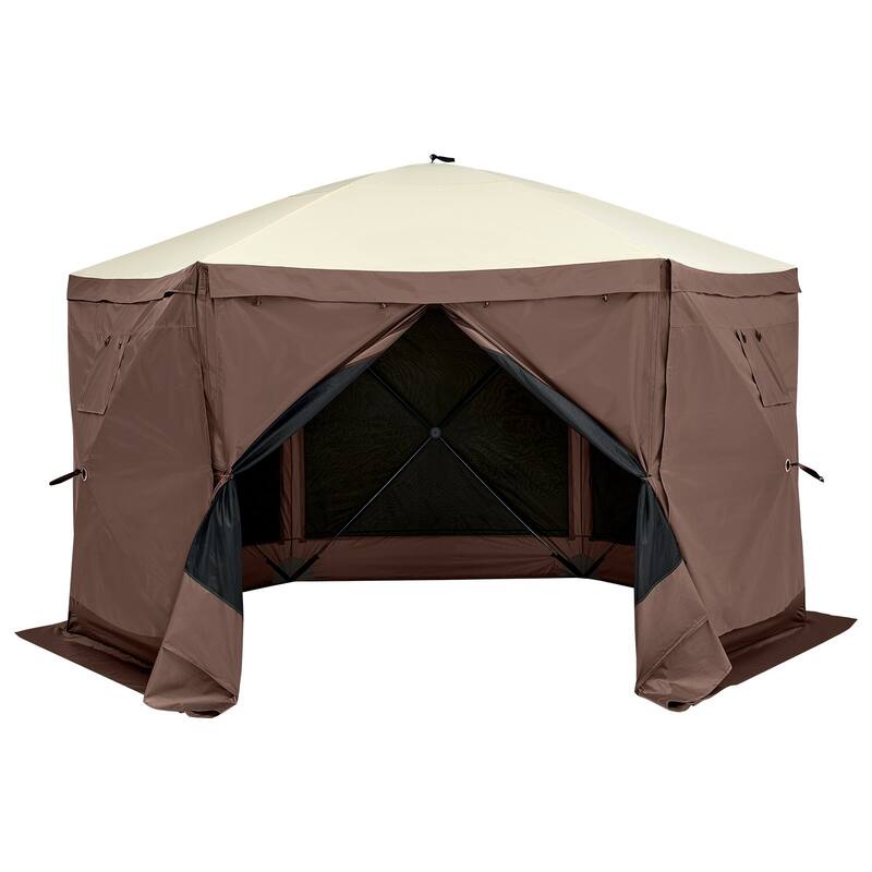 Pop Up Screen Tent 6-Sided Canopy with Privacy Panels & Netting
