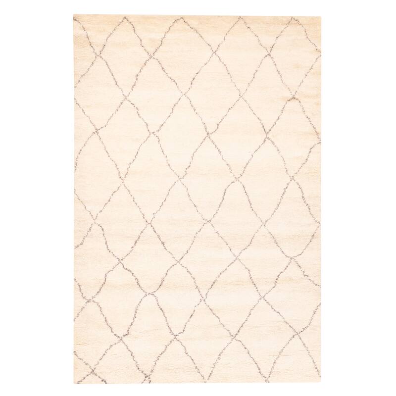 ECARPETGALLERY Hand-knotted Tangier Cream Wool Rug - 6'8 x 9'9