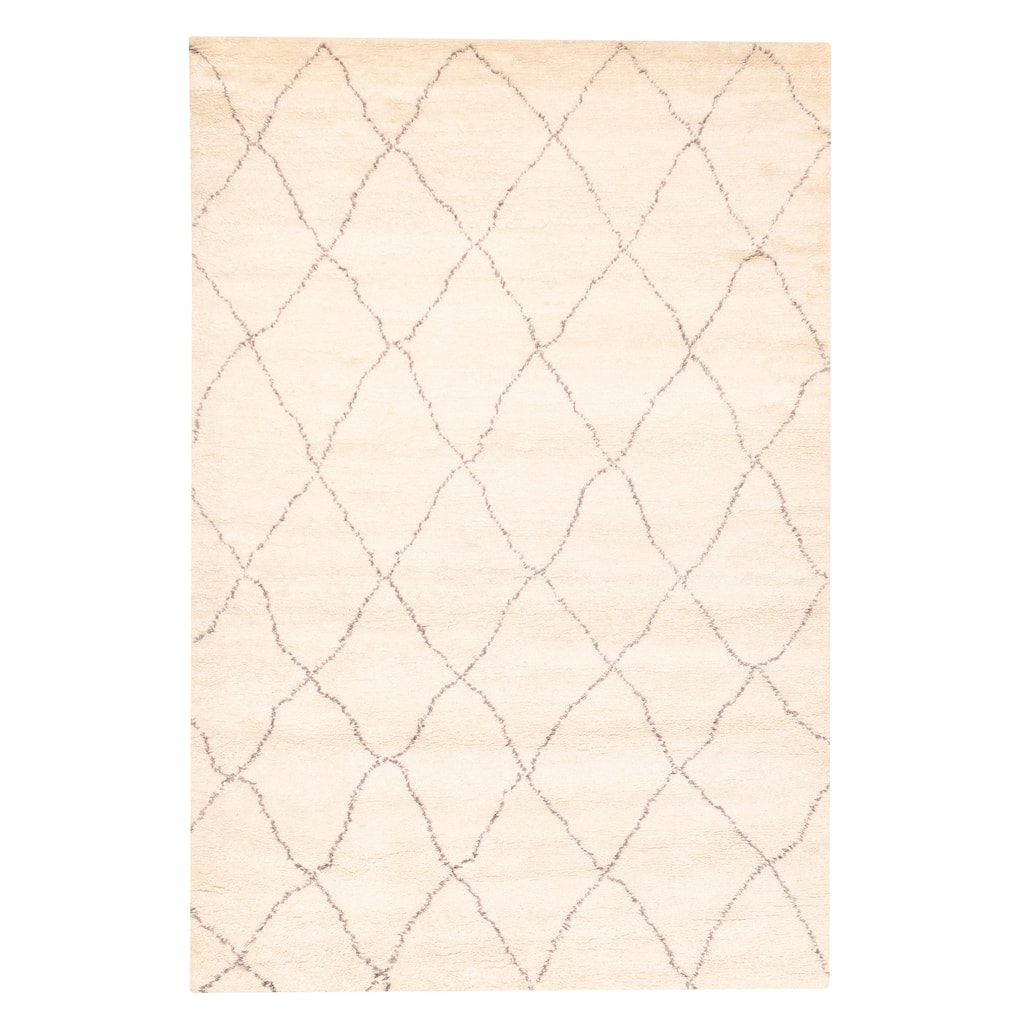 ECARPETGALLERY Hand-knotted Tangier Cream Wool Rug - 6'8 x 9'9