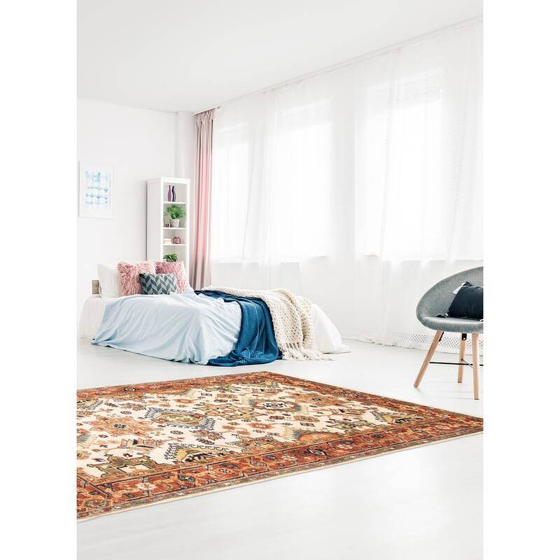 ECARPETGALLERY Hand-knotted Jules Sultane Cream Wool Rug - 4'0 x 5'11