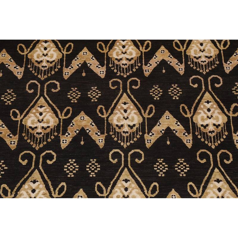 Geometric Oriental Gabbeh Kashkoli Area Rug Hand-knotted Wool Carpet - 7'10" x 11'3"