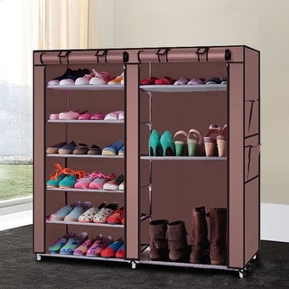 9 Lattices Double Rows Combination Style Shoe Cabinet Coffee - On Sale ...
