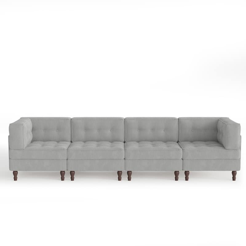 UIXE 4-Piece Corduroy Upholstered Modular Sectional Sofa for Living Room