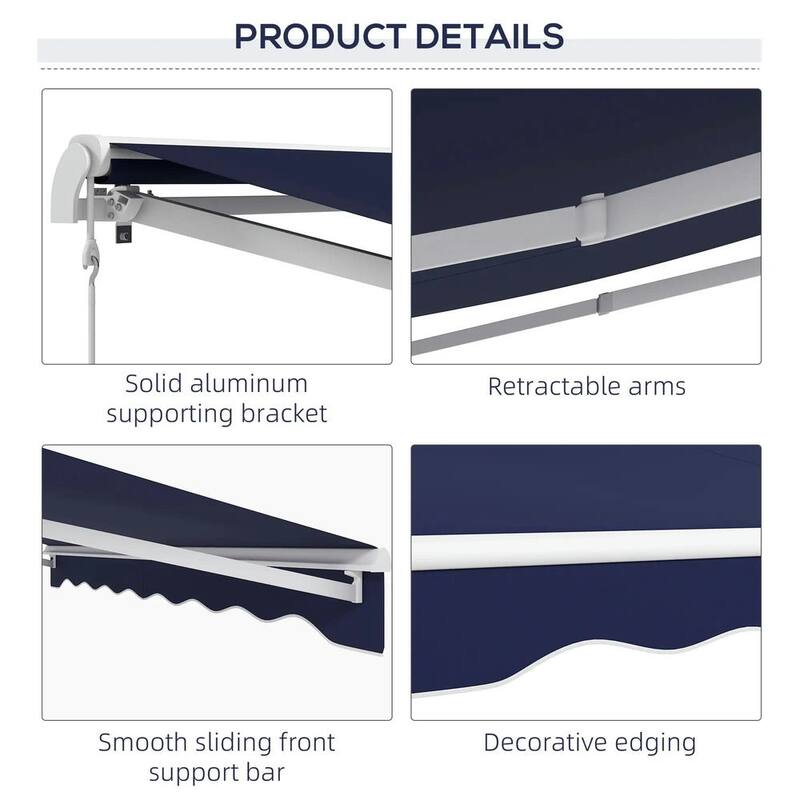 10'x8' Electric Retractable Awning,Remote Controller and Manual Crank