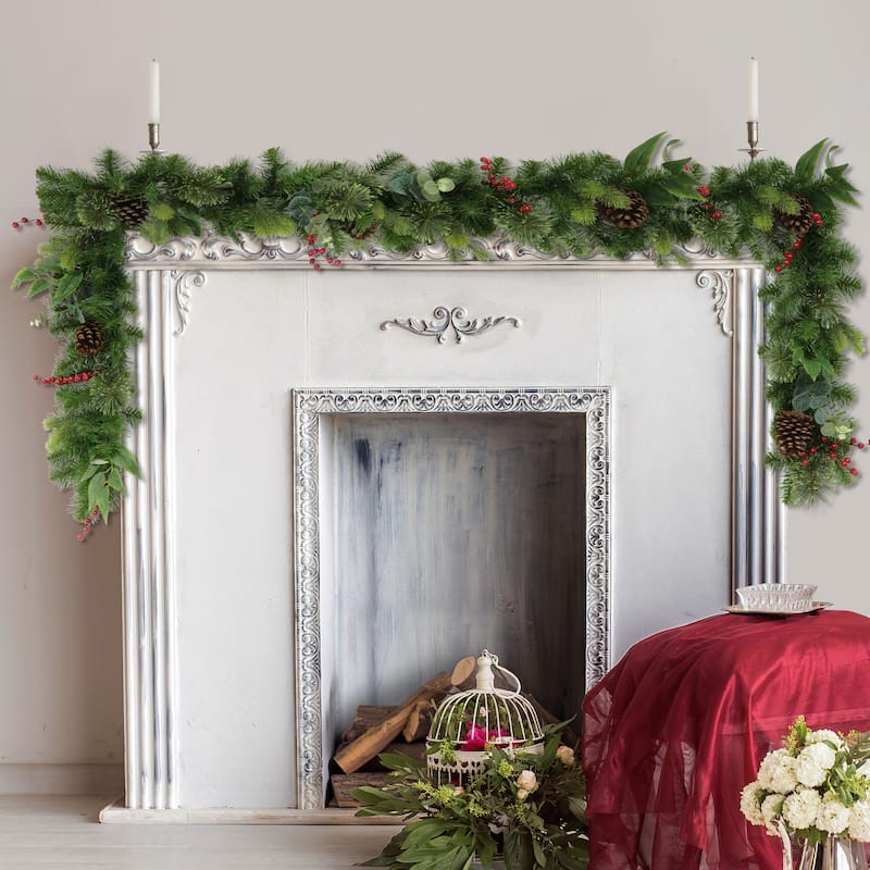 Puleo International 9 ft x 10" Decorated Christmas Garland - 9 ft. x 10" - 9 ft. x 10"