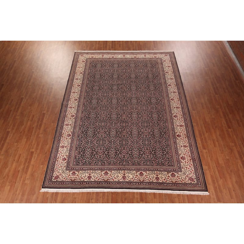Black Anatolian Turkish Large Vintage Rug Hand-Knotted Wool Carpet - 10'0" X 13'7"