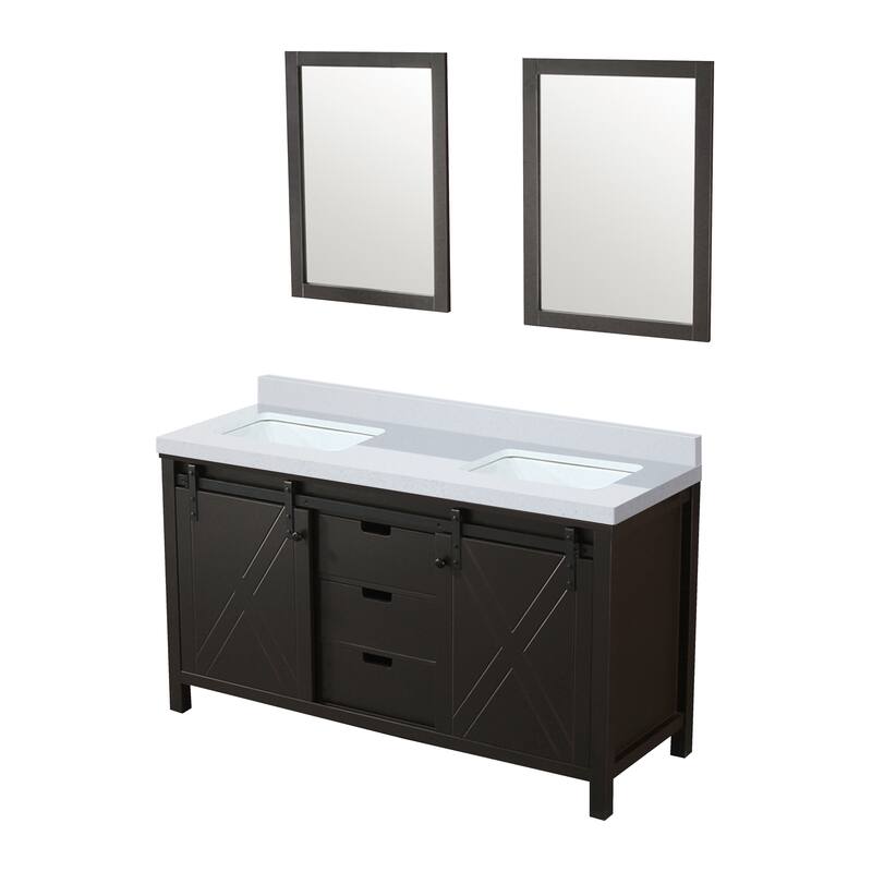 Marsyas Brown Bath Vanity, Cultured Marble Countertop and Mirrors