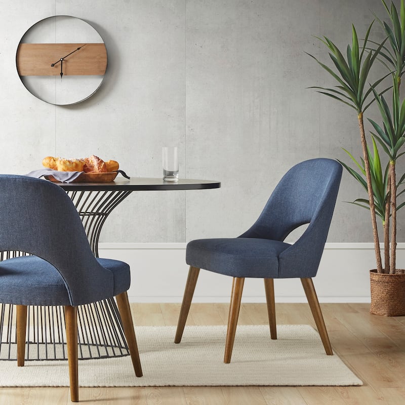 INK IVY Nola Upholstered Dining Side Chairs with Cutout Back design (Set of 2) - Navy
