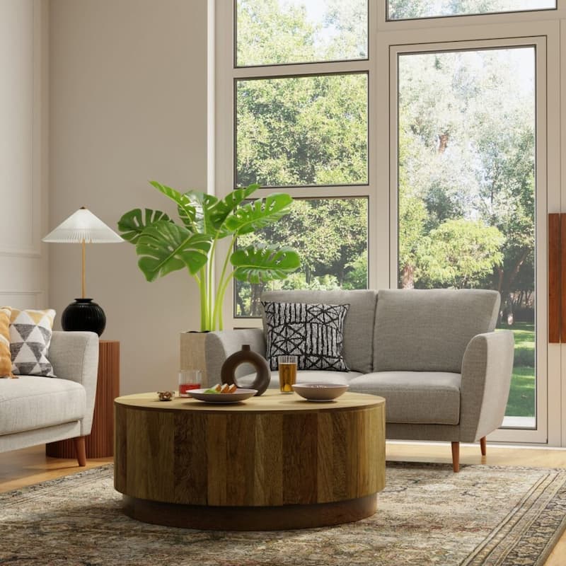 Carolina Chair & Table Tamia 42" Round Wooden Coffee Table - Elm