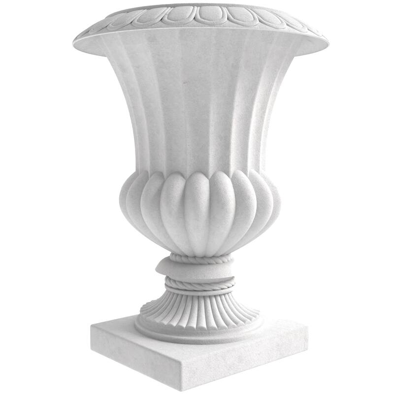 Lotus Elegant Urn Planter Pot in Fiberstone and MgO Clay with Drainage Holes for Indoor Outdoor Home Office Yard Patio Decor