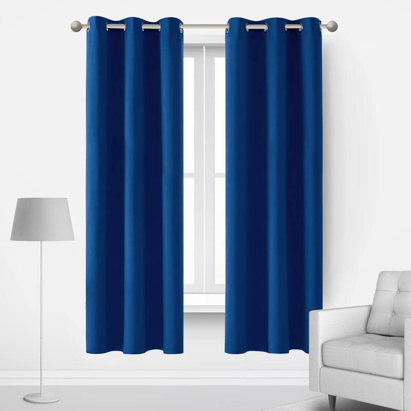 Deconovo Insulated 42 Width Curtain Panel Pair (2 Panel) - W42 x L63 Inch - Royal Blue