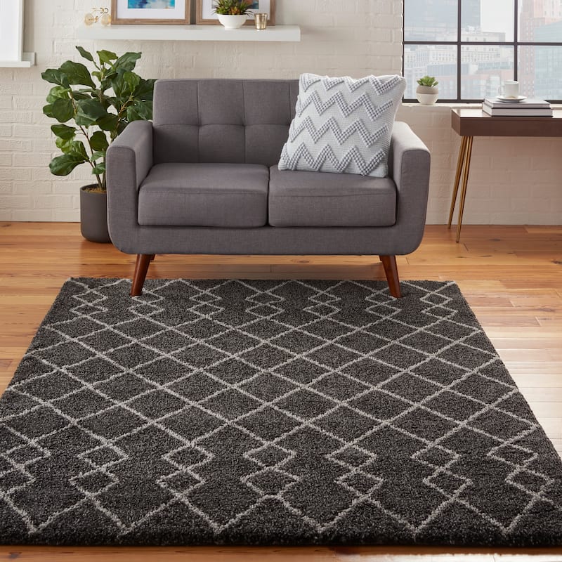 Nourison Geometric Moroccan Boho Shag Area Rug